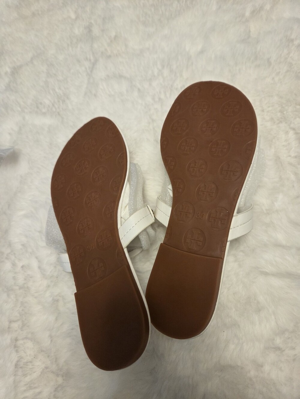 White Women's Glitter Strap Sandals